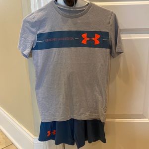 Under Armour T-shirt and matching shorts.